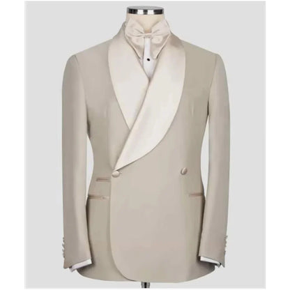 1 Piece One Button Men's Blazer Set Shawl Lapel Business Suit Wedding Tuxedos Prom Groom British Style Tailored Coat