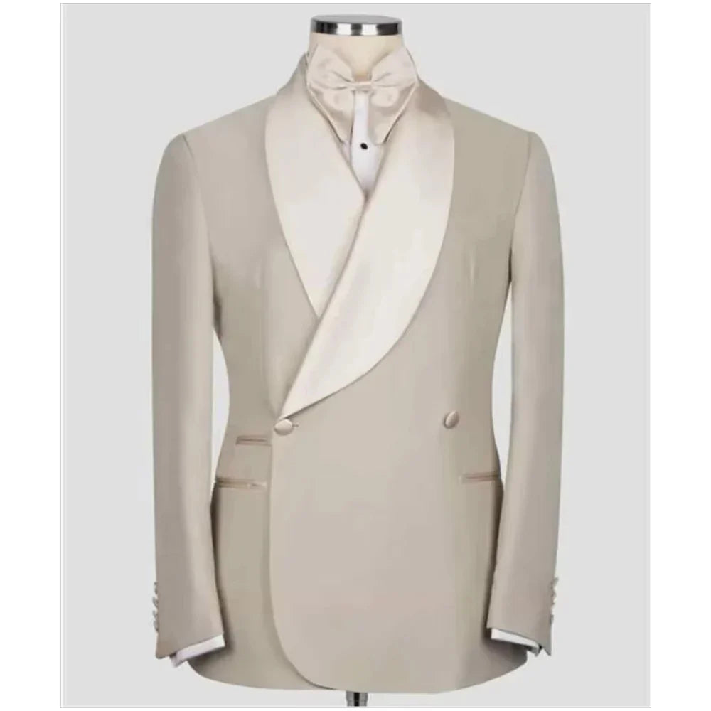 Men's Blazer Set 1 Piece One Button Shawl Lapel Business Suit Wedding Tuxedos Prom Groom British Style Tailored Coat