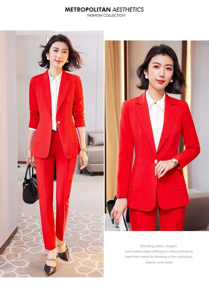 Women's Professional Pants Suit High-Quality Autumn Winter Wear Show Time Increased Temperament