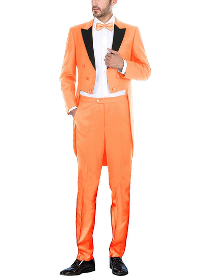 Classic Men Suits Solid Long Tailcoat Wedding Groom Tuxedos Morning Dinner Groomsmen Fromal Party Suits 2 Pieces Blazer Pants