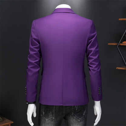 Men's Slim Fit Single-Breasted Blazer for Business Casual and Wedding Occasions