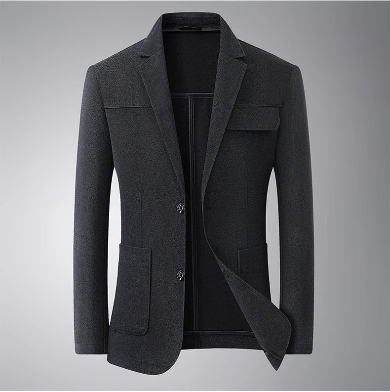 Men's Plus Size Denim Blazer – Smart Casual Single-Breasted Jacket for Big & Tall Men in Black & Blue
