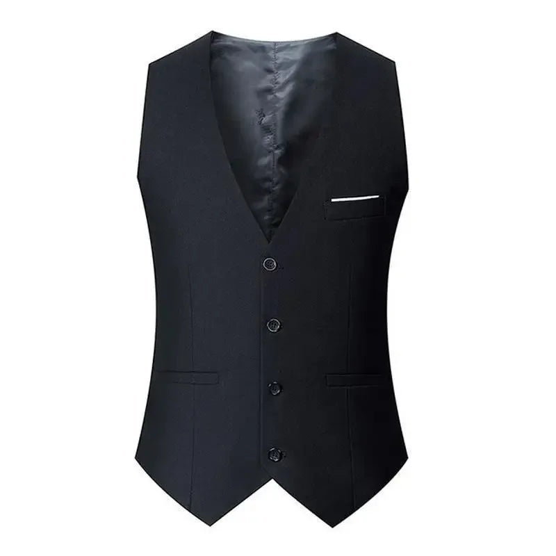 Men's Slim Fit Suit Vest – Single Breasted Waistcoat in Black, Grey & Navy Blue for Business & Formal Occasions