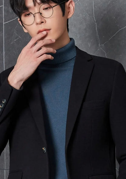 Men's Premium Wool Blend Blazer Coat Autumn Winter Thickened Korean Style Casual Business Smart Casual Elegant Outerwear