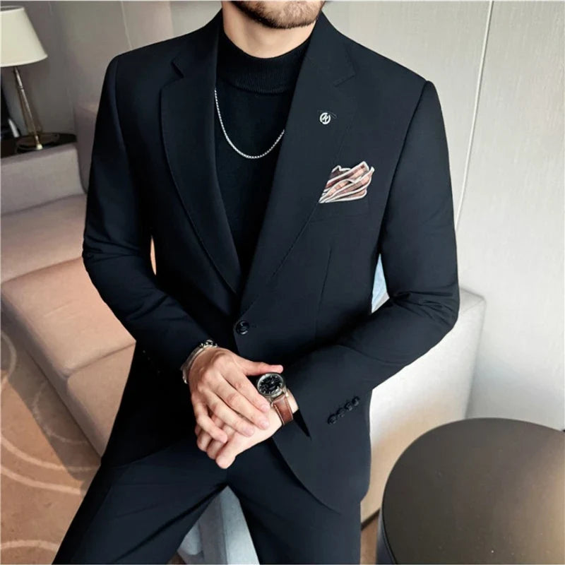 High Quality Suit Set for Men 2 Pieces (Blazer+Trouser) Office Work Party Prom Wedding Groom Business Formal Casual Suits M-5xl