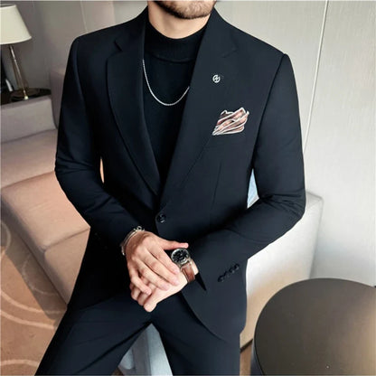 High Quality Suit Set for Men 2 Pieces (Blazer+Trouser) Office Work Party Prom Wedding Groom Business Formal Casual Suits M-5xl