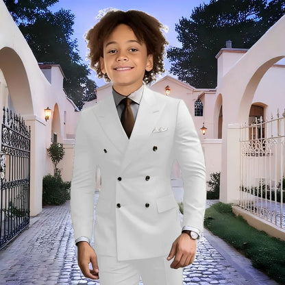Fashion Light Grey Boy Suit Wedding Tuxedo Double Breasted Formal Child Jacket 2 Piece Blazer Pants costume enfant garçon
