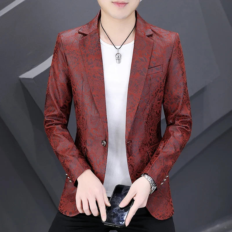 Brand Hot Stamping Casual Business Suit Jacket Men Retro Slim Fit Casual Suit Jackets Social Banquet Office Uniform Blazers 2026