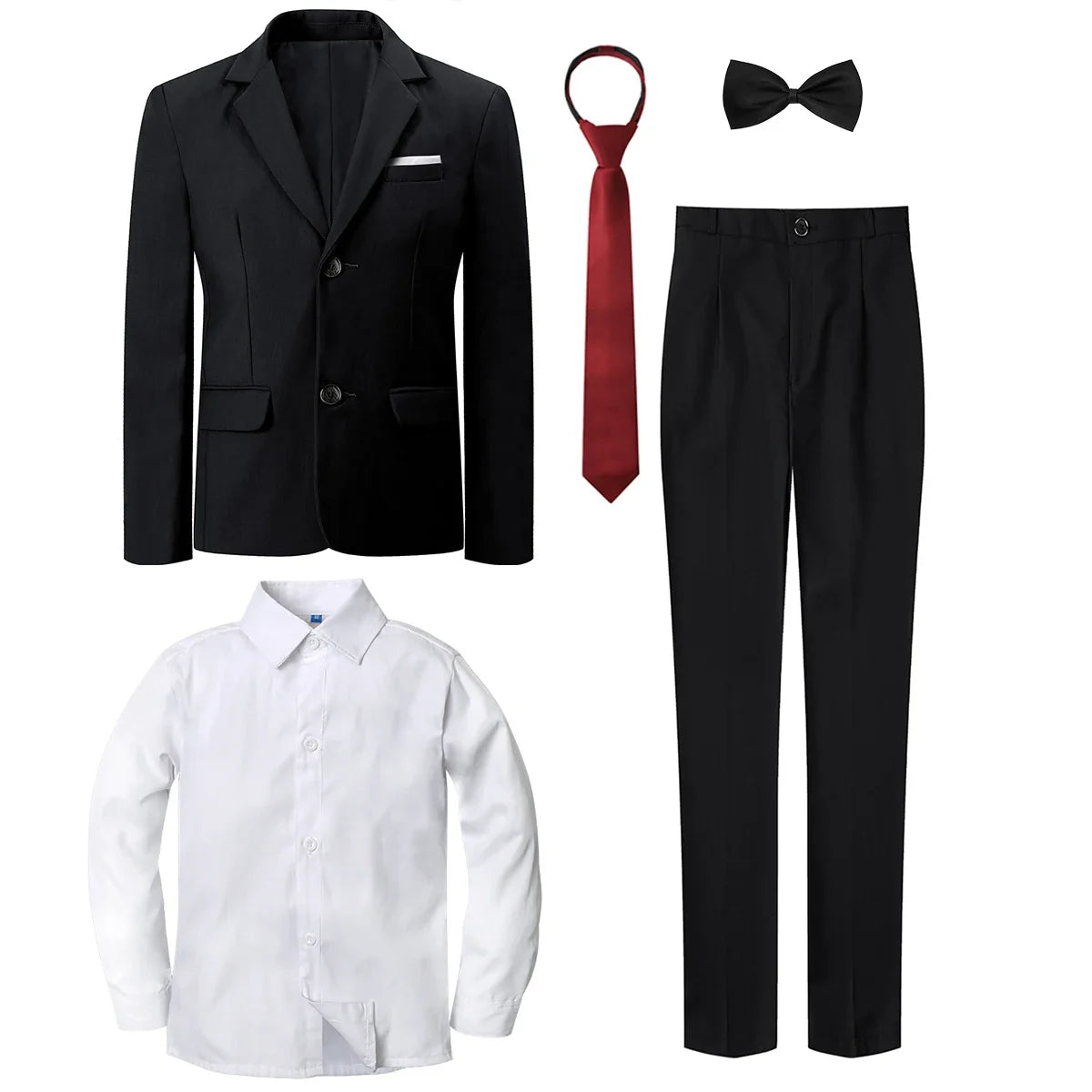 Boys Suit Kids Wedding Tuxedo Easter Birthday Party Gift Formal Perform Outfit Set Pants + Blazer + Dress Shirt + Necktie 4PCS