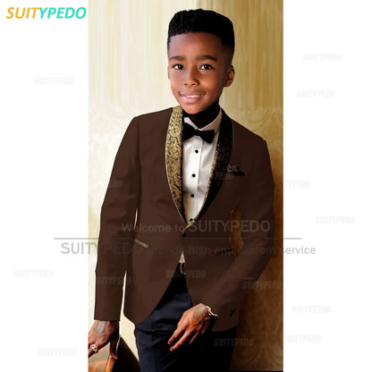 Formal Kid Boy's Suit Graduation Ceremony Host Blazer Pants Outfit Piano Performance Custome Suitable Children Elegant Attire