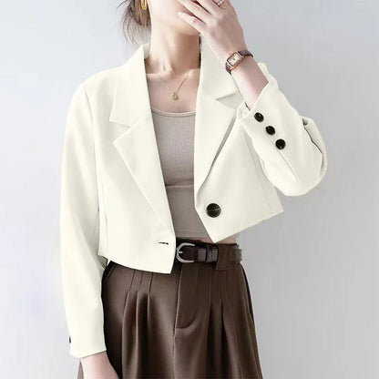 Women Black Gothic Blazer Jacket Korean Style Y2k Gyaru 2000s Vintage Long Sleeve Emo Outerwear Cropped Suit Coat Spring Autumn