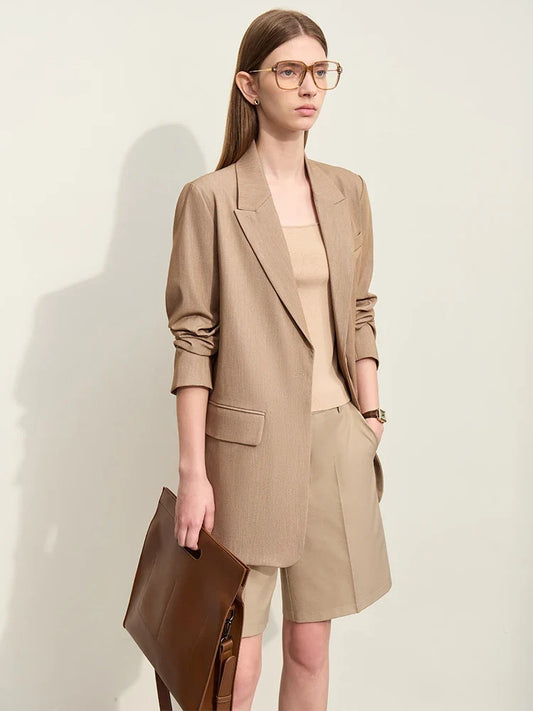 Minimalism Blazer for Women Korean 2026 Sping New Loose Office Lady Women's Jacket Fashion Black Solid Female Coat 12321065