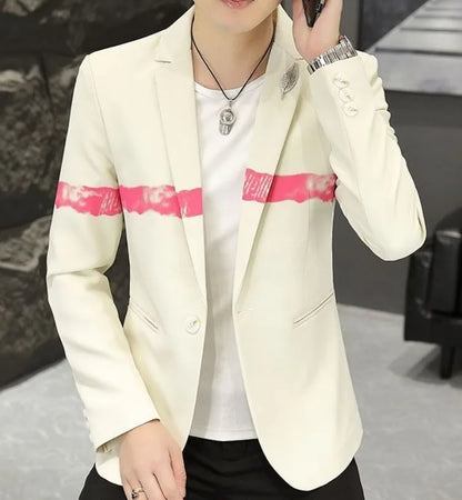 New Trendy Versatile Fashion Solid Color Korean Style Blazer Spring Autumn Casual Men's Slim Fit Handsome Suit Jacket Outerwear