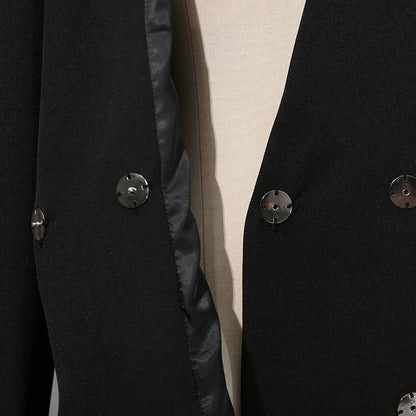 Women Chic Blazer Double Breasted Metal Button Decoration Elegant Trend Coat Office Lady High-End Jacket New Spring HK19942