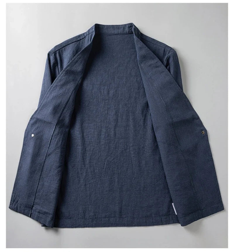 Cotton 30%, Hemp 70%, Blazer Men Fashionable Business Gentleman Casual Gathering Trendy Versatile and Breathable Relaxed Blazer