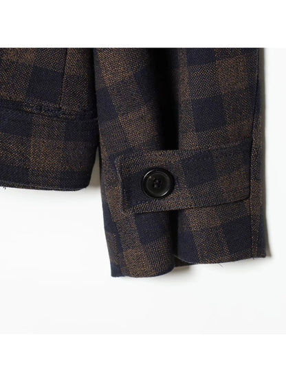 Women Brown Plaid Jacket Coat Vintage Harajuku Streetwear Long Sleeve Blazer Jacket Outerwear 2000s Clothes Spring Autumn 2026