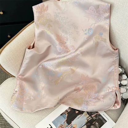 Female High-end Jacquard Waistcoat Coat Spring Autumn Women Leisure Sleeveless Jacket Retro Lady Large Size 4XL Vest Tops