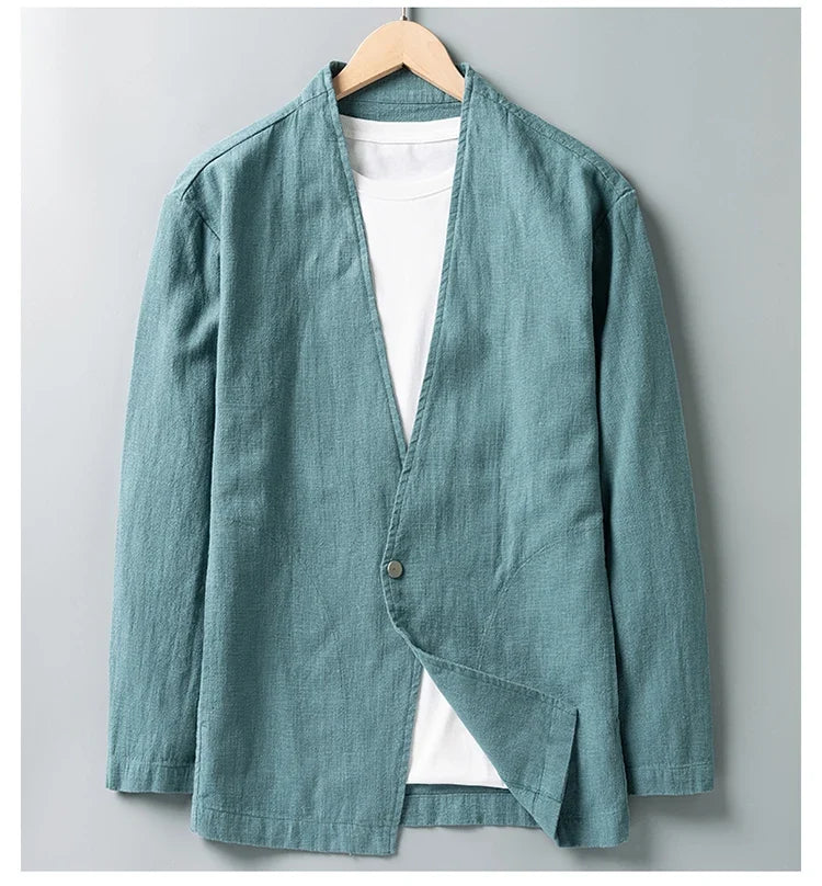 Cotton 30%, Hemp 70%, Blazer Men Fashionable Business Gentleman Casual Gathering Trendy Versatile and Breathable Relaxed Blazer