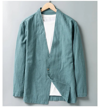 Cotton 30%, Hemp 70%, Blazer Men Fashionable Business Gentleman Casual Gathering Trendy Versatile and Breathable Relaxed Blazer