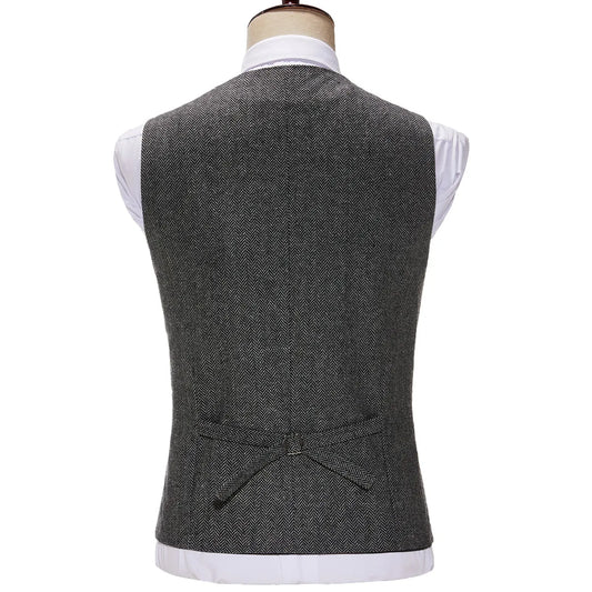 Men's Herringbone Vest – Slim Fit Waistcoat for Wedding & Smart Casual Wear