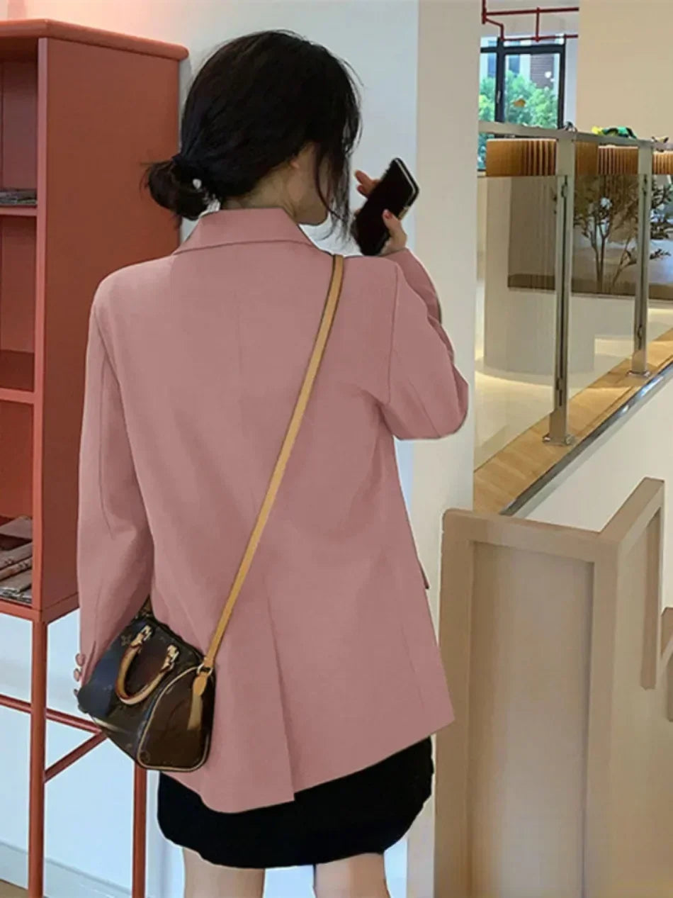 Autumn Luxury Blazer for Women 2024 Elegant Korean Women's Blazer Jacket Fashion Female Long Coats Splice Office Lady Clothes