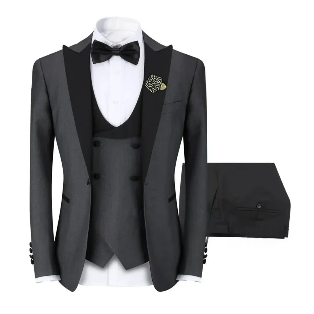 Men's 3 Piece Suit Slim Fit One Button Prom Suits Set Blazer Vest Trousers