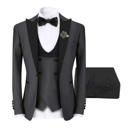 Men's 3 Piece Suit Slim Fit One Button Prom Suits Set Blazer Vest Trousers