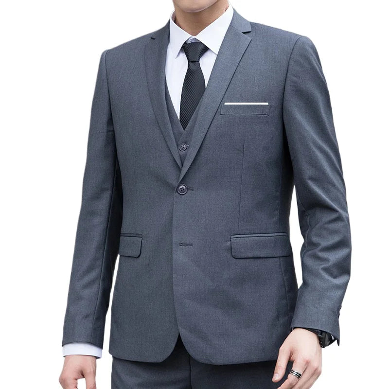 Men's Smart Casual Suit – Single Breasted Business Formal Set for Weddings & Performances