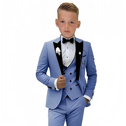 Boys Formal 3-Piece Suit Set – Blazer, Vest & Pants | Kids Wedding & Party Tuxedo