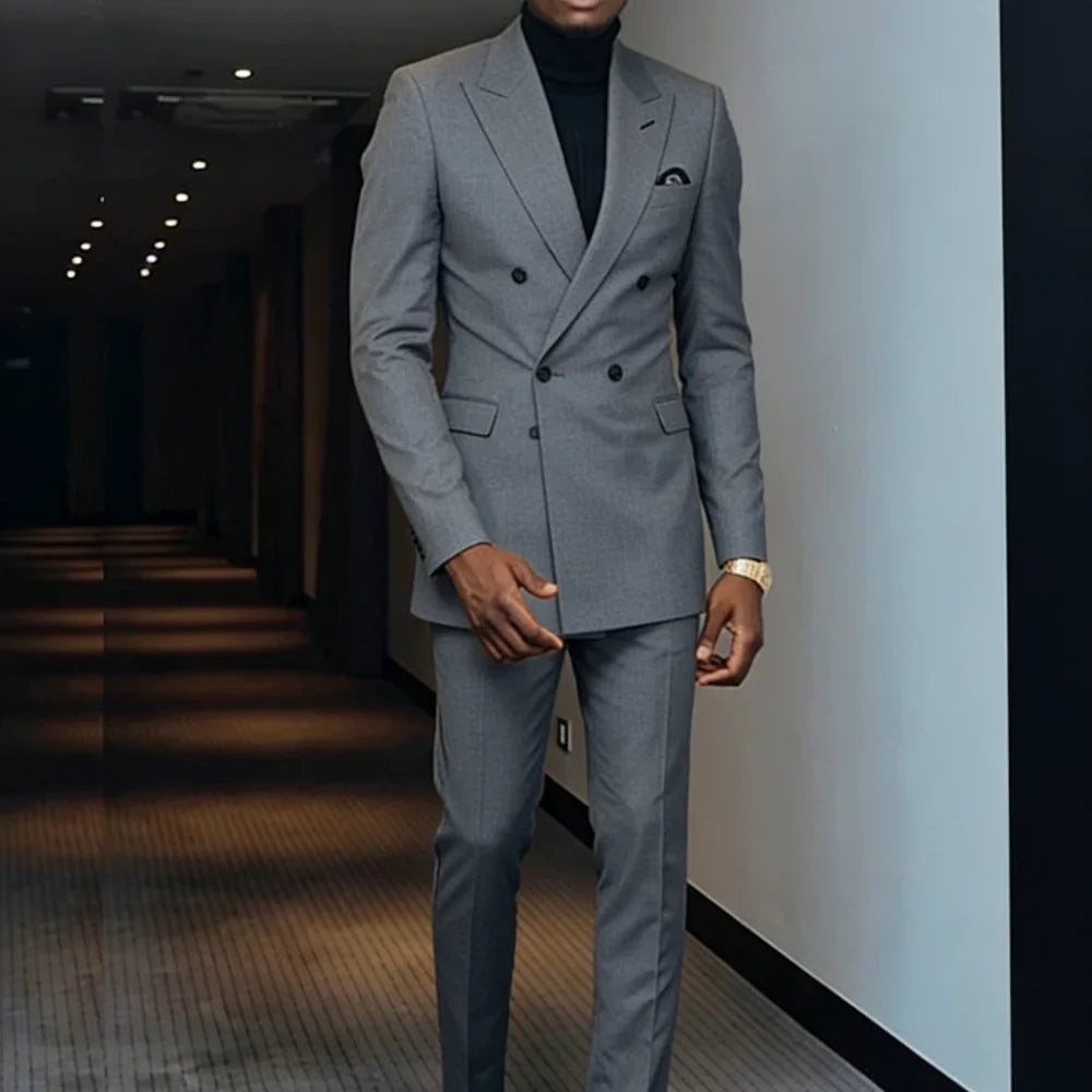 Men's 2 Pieces Business Casual Wedding Suit High-Quality Handsome European American Style For Business Party