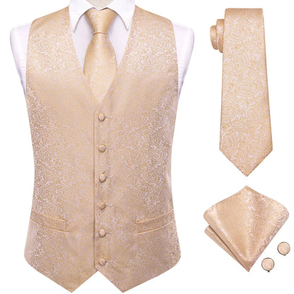 Men's Paisley Vest Set – Mint Green Formal Waistcoat with Tie, Pocket Square & Cufflinks for Weddings
