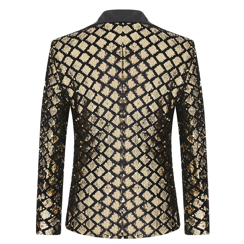 Men's Suit Jacket Autumn and Winter New High-quality Men's Polka Collar Suit Stage Banquet Hosting Party Diamond Sequin Dress