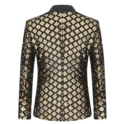 Men's Suit Jacket Autumn and Winter New High-quality Men's Polka Collar Suit Stage Banquet Hosting Party Diamond Sequin Dress