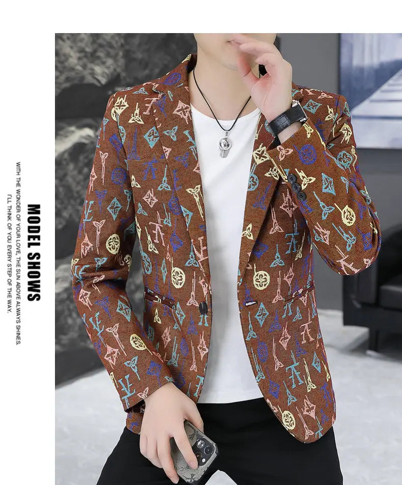 Blazer Men's fashion outdoor travel gentleman wedding Slimming Business versatile Trendy Casual Korean-style formal wear Blazer