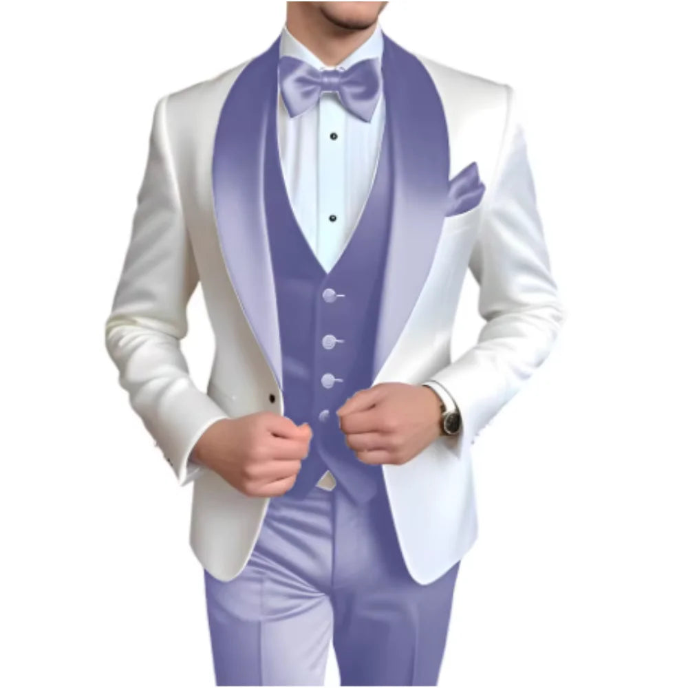 Men's 3-Piece Slim Fit Suit – Single Breasted Blazer, Vest & Pants Set for Wedding, Business & Formal Occasions