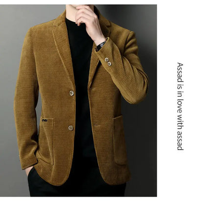 Men's High-Quality Corduroy Coat Autumn Winter Thick Velvet Casual Suit Jacket Handsome Ruffian Business Top Trend