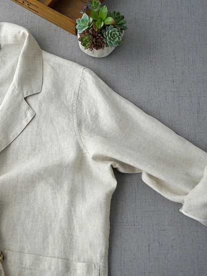 Loose Women's Short Suit Jacket Korean Japanese Style Cotton Linen Open Cardigan Top Casual Comfortable Fashionable