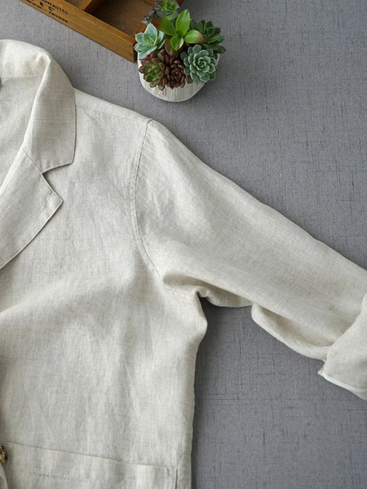 Loose Women's Short Suit Jacket Korean Japanese Style Cotton Linen Open Cardigan Top Casual Comfortable Fashionable