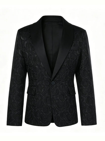 New Gentleman Men's 3‑Piece Jacquard Suit Set Blazer Vest Pants  Formal Outfit Tuxedo For Wedding Banquet Evening Party Occasion