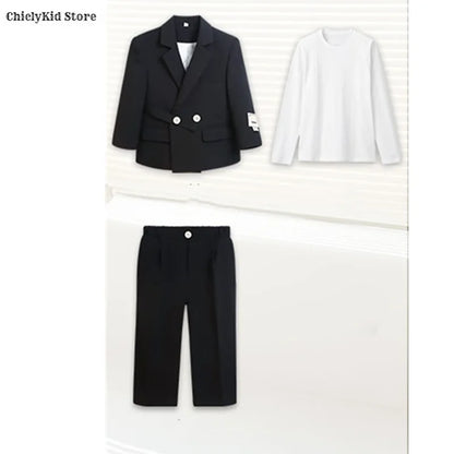 Boys Double Breasted Blazer Jack Vest Pants Children Suit Waistcoat Wedding Clothes Set Toddler Formal Dress Kids Tuxedos Outfit