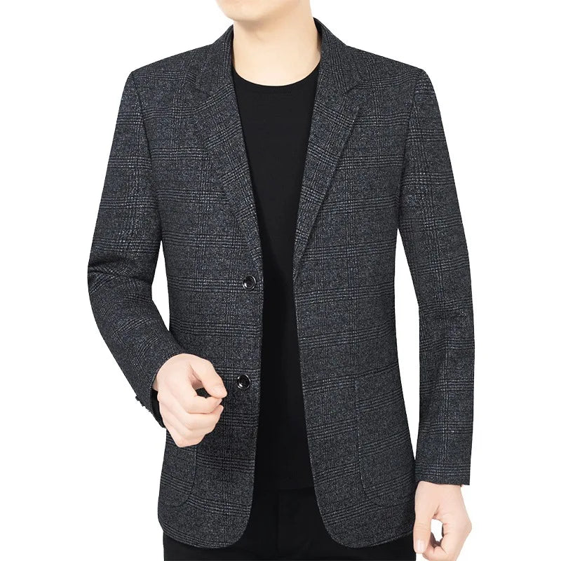Blazer Men's Fashionable High-end Business-oriented Outdoor Gentleman's Trendy Checked Casual Wear for Hosting Weddings Blazer