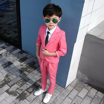 Fashion Children's Clothing 2 Pieces Good Quality Notch Lapel Single Breasted Blazer Sets Formal Casual Costume Wedding Tuxedo