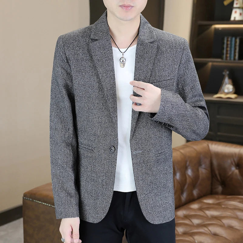 Blazer Men's Fashion Business Gentleman Groom Professional Gentleman Form-fitting Versatile Casual Formal Wear High-end Blazer