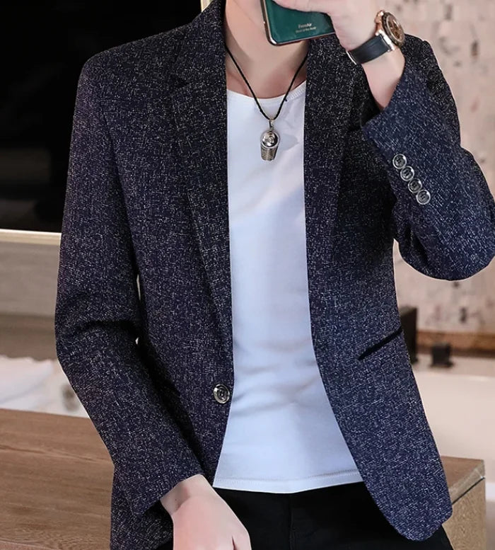 Men's Slim Fit Business Casual Shirt 2025 Korean Fashion Handsome All Seasons Polyester Boutique Style