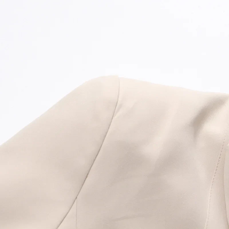 Women's Blazer Elegant Stylish Hollow Out Expose Waist Design Solid Color Patchwork Long-sleeved Slim Fit Suit-Coat HK28002