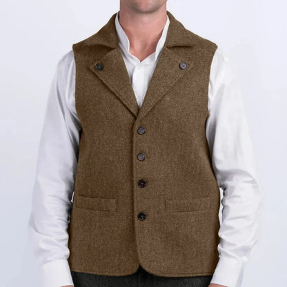 Men's Herringbone Vest Single Breasted Waistcoat for Wedding & Smart Casual Wear