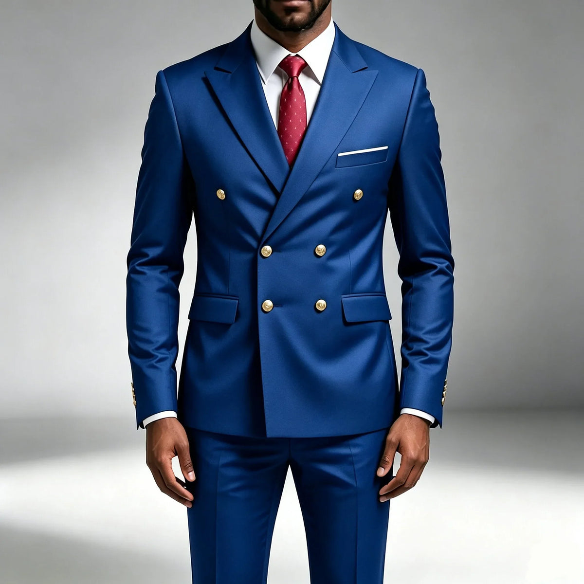 Mode Nouveau Homme Loisirs Boutique Affaires Banquet Couleur Unie Mariage Double Boutonnage Slim Fit Costume Blazers Veste Pantalon