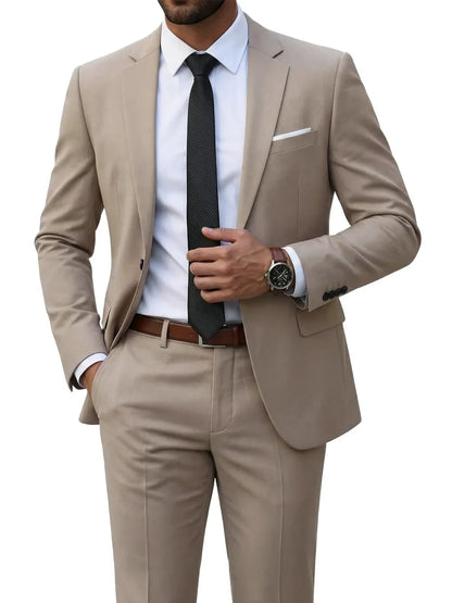 Hot Sale Man Suit Set 2 Pieces Jacket Pants Business Outfit Notched Lapel Casual Men's Regular Fit Tuxedo Wedding Guest Clothes
