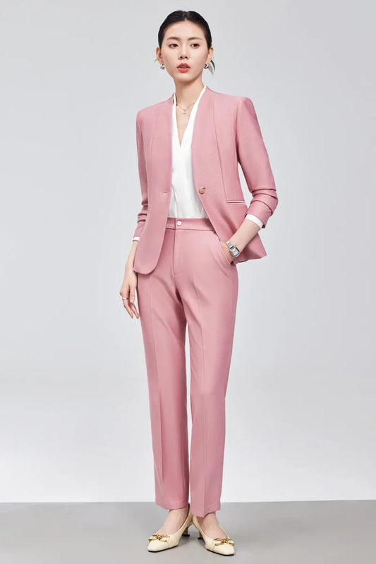 2025 professional womens autumn and winter new two-piece long-sleeved suit + trousers, high-quality suit