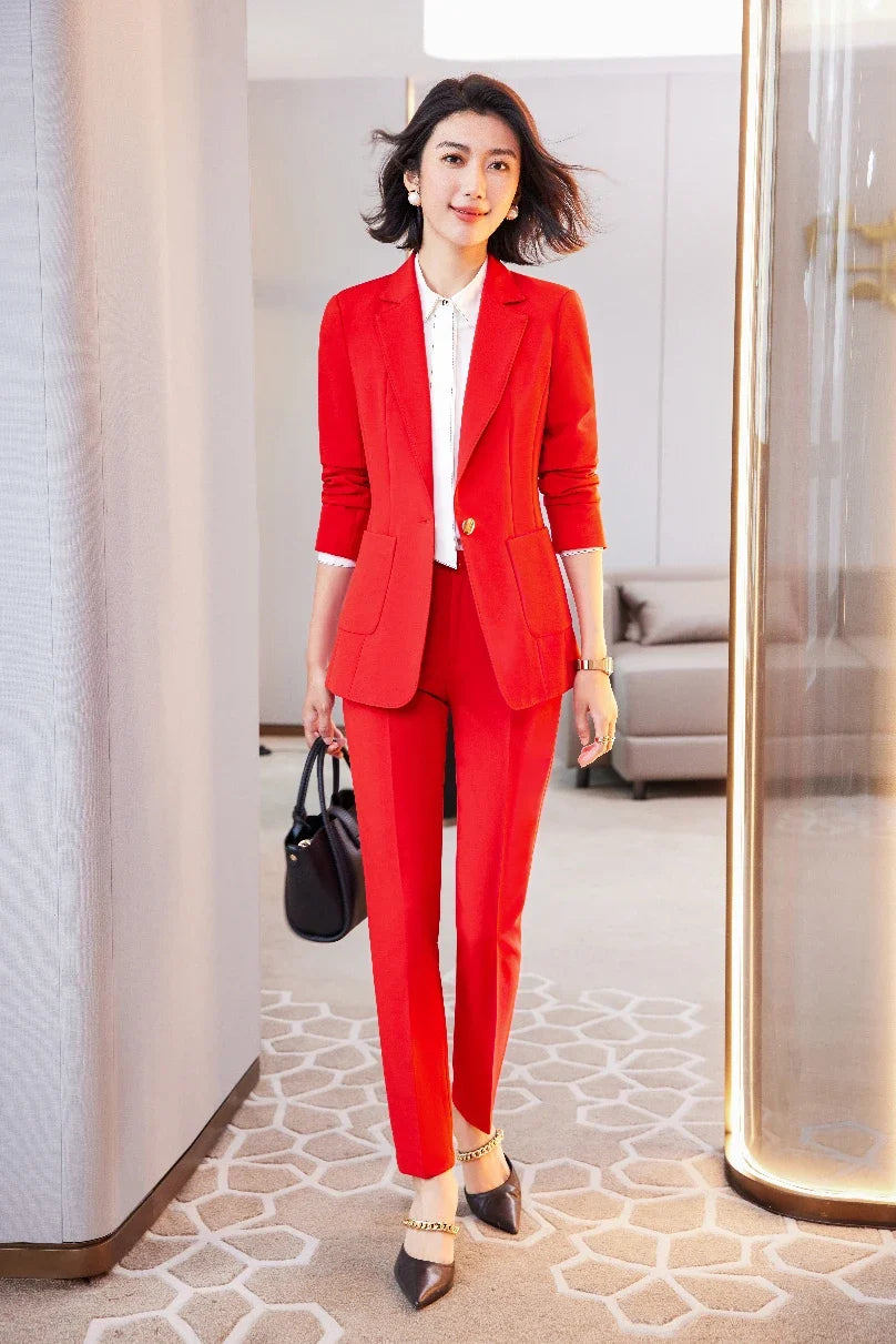 Women's Professional Pants Suit High-Quality Autumn Winter Wear Show Time Increased Temperament